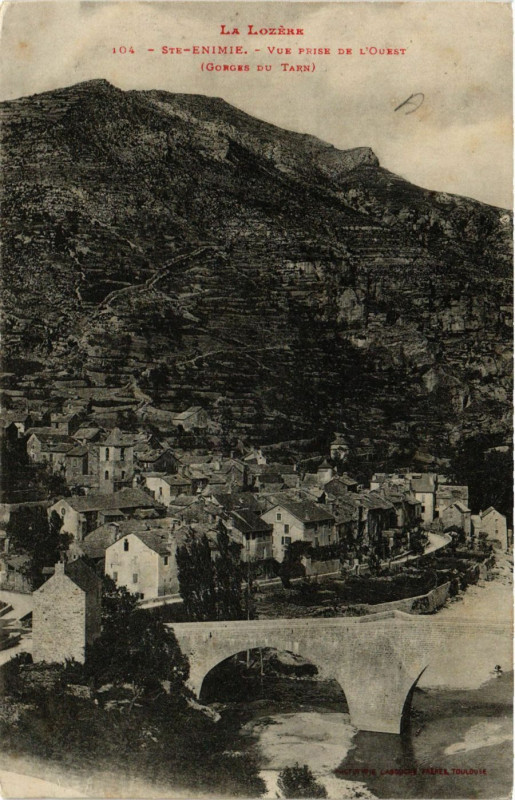 Carte postale ancienne Sainte-Enimie - Vue prise de l'Ouest