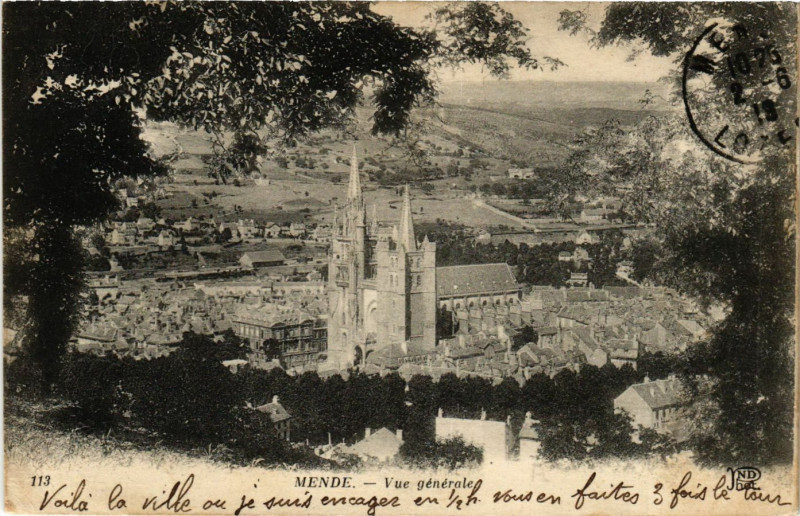 Carte postale ancienne Mende - Vue générale à Mende