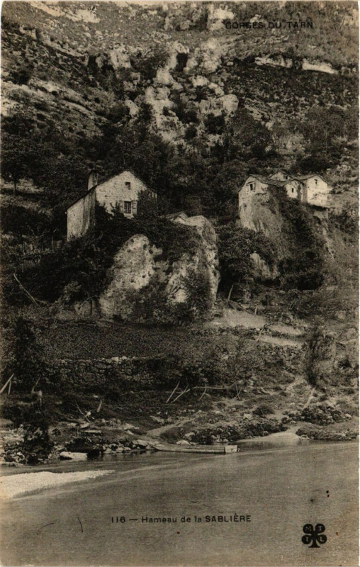 Carte postale ancienne Hameau de la Sabliere - Gorges du Tarn