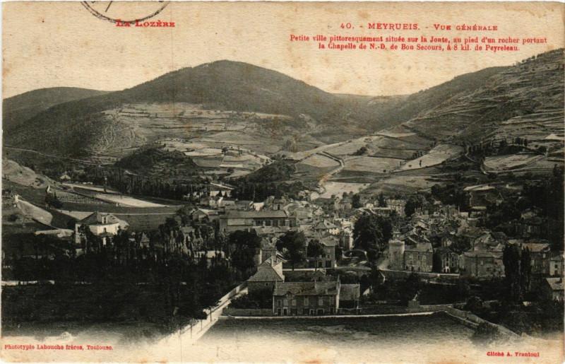 Carte postale ancienne Meyrueis - Vue générale à Meyrueis
