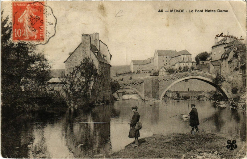 Carte postale ancienne Mende - Le Pont N.-D. à Mende