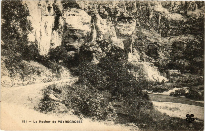 Carte postale ancienne Le Rocher de Peyregrosse - Gorges du Tarn
