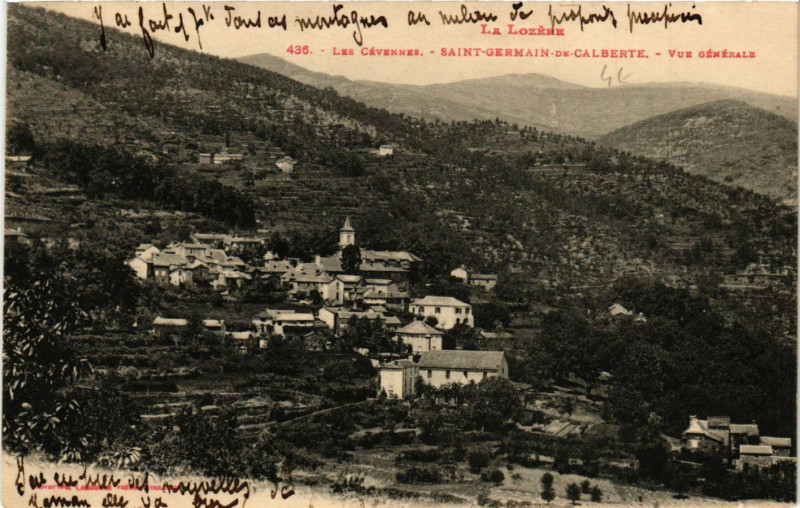 Carte postale ancienne Saint-Germain-de-Calberte - Vue générale - Les Cévennes à Saint-Germain-de-Calberte