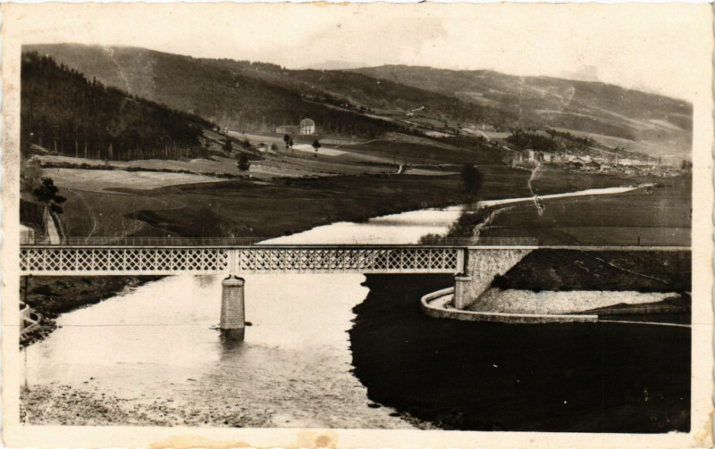 Carte postale ancienne Langogne - Pont Metallique sur la ligne du Puy à Langogne