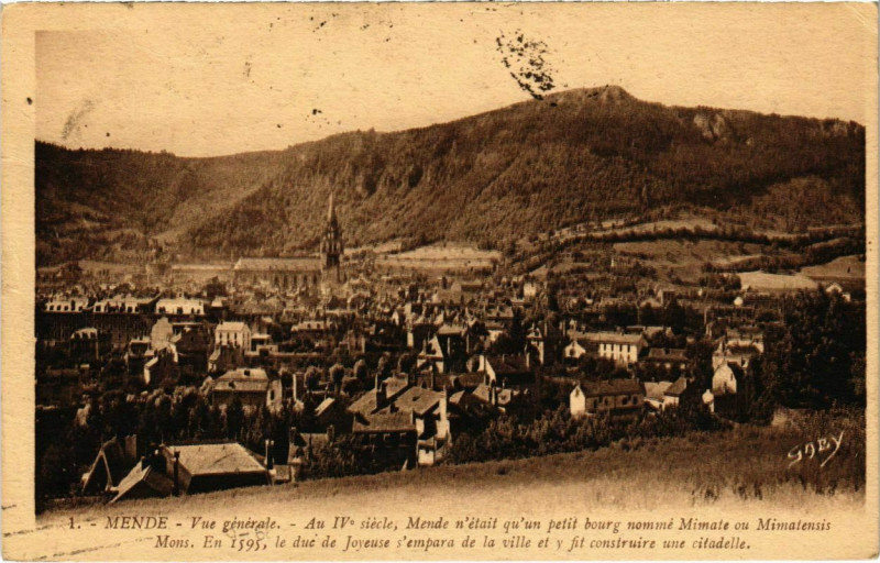 Carte postale ancienne Mende - Vue générale à Mende