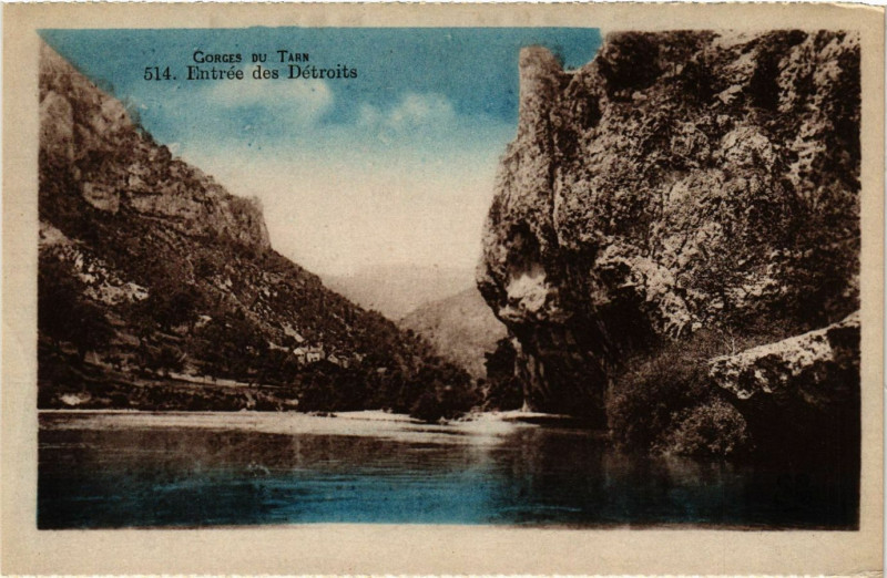 Carte postale ancienne Gorges du Tarn - Entrée des Detroits