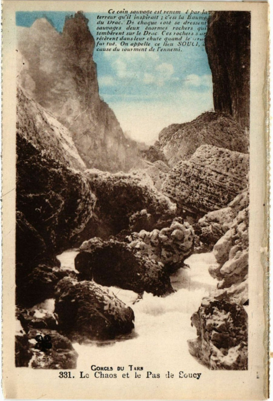 Carte postale ancienne Gorges du Tarn - Le Chaos et le Pas de Soucy