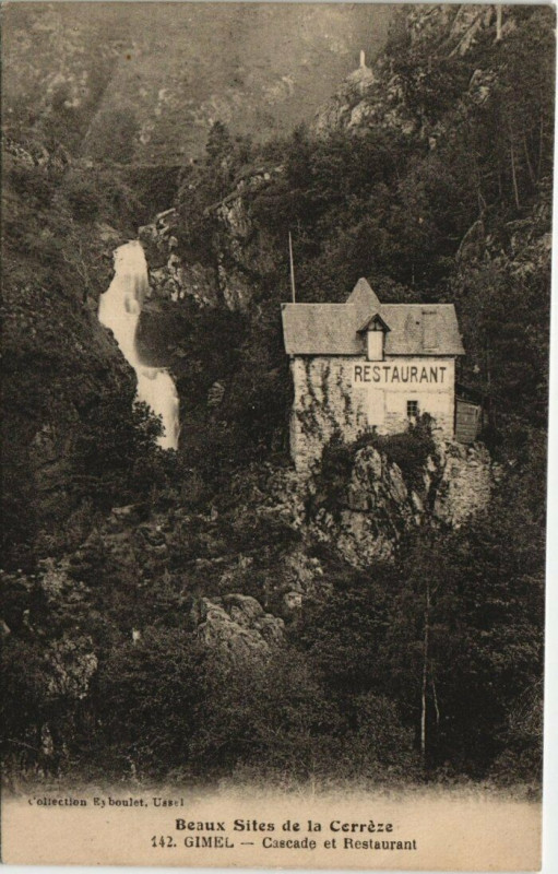 Carte postale ancienne Gimel Cascade et Restaurant