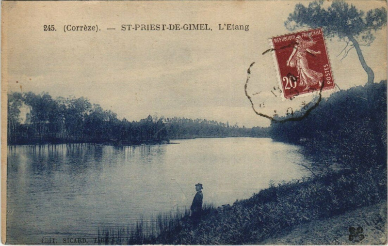 Carte postale ancienne Saint-Priest-de-Gimel Etang à Saint-Priest-de-Gimel