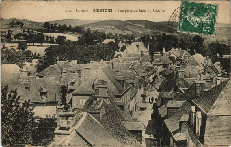 Carte postale ancienne Egletons vue prise du Clocher à Égletons