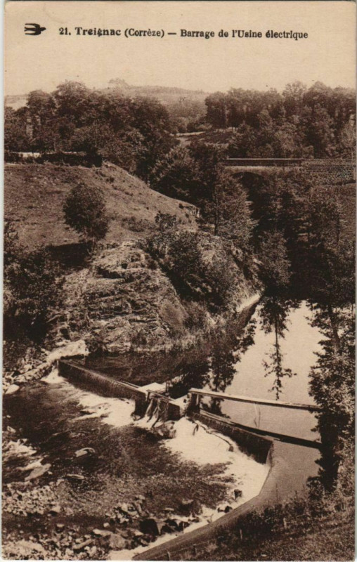 Carte postale ancienne Treignac Barrage de l'Usine electrique France à Treignac