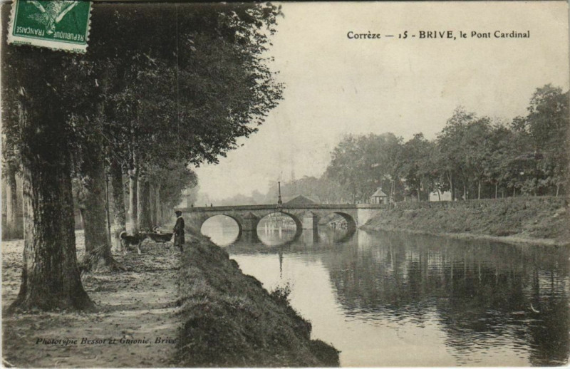Carte postale ancienne Brive Le Pont Cardinal France