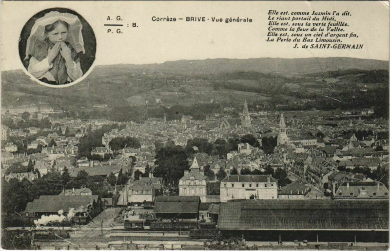 Carte postale ancienne Brive Vue Generale France