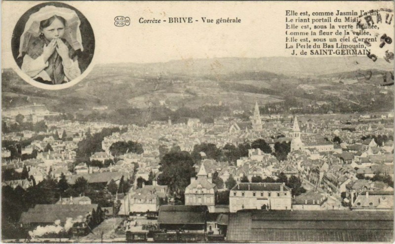 Carte postale ancienne Brive Vue Generale France