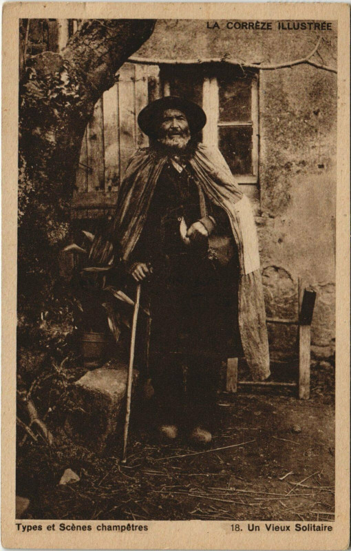 Carte postale ancienne Types et Scenes Un Vieux Solitaire