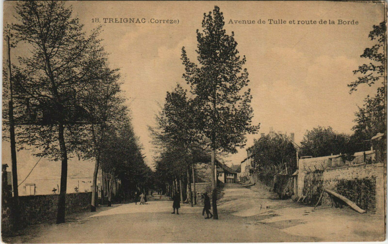 Carte postale ancienne Treignac Avenue de Tulle et route de la Borde à Treignac
