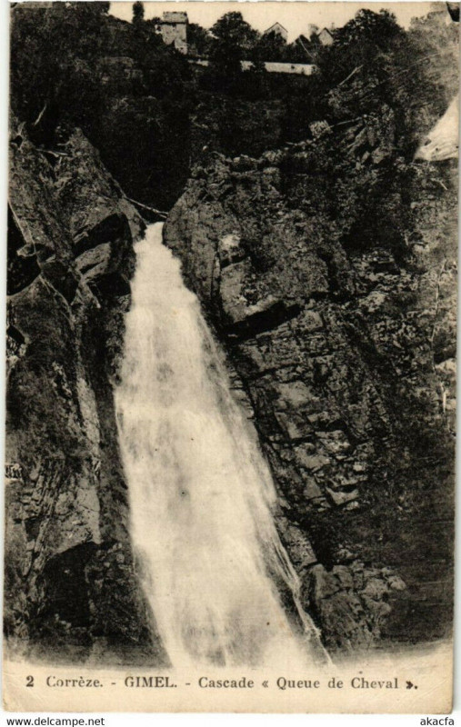 Carte postale ancienne Gimel - Cascade Queue de Cheval  France