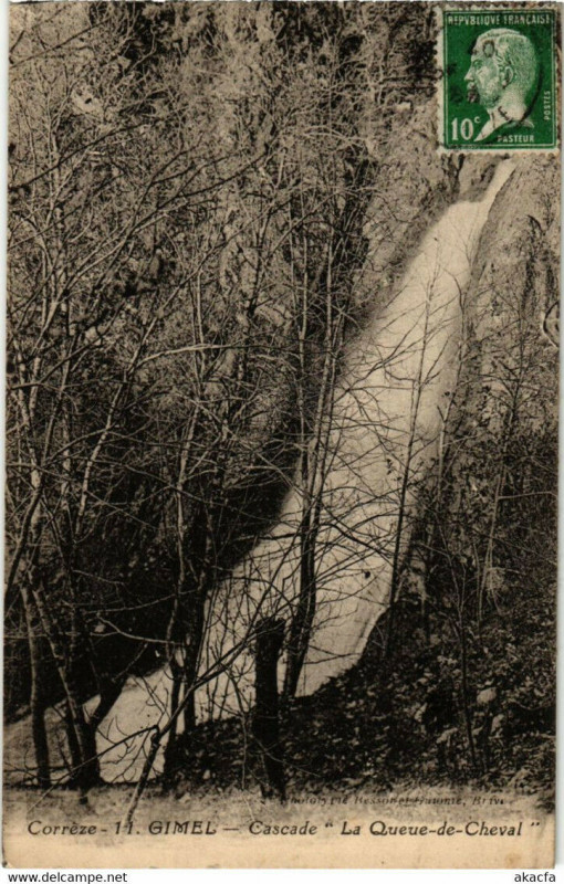 Carte postale ancienne Gimel - Cascade La Queue-de-Cheval  France