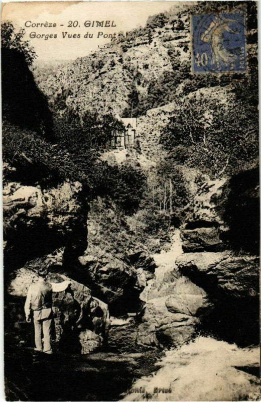 Carte postale ancienne Gimel - Gorges Vues du Pont