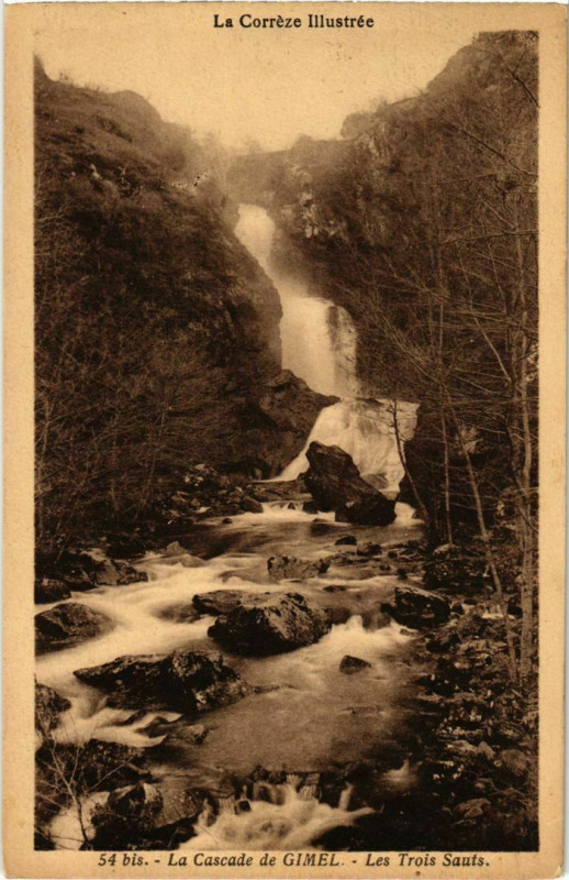 Carte postale ancienne La Cascade de Gimel - Les Trois Sauts