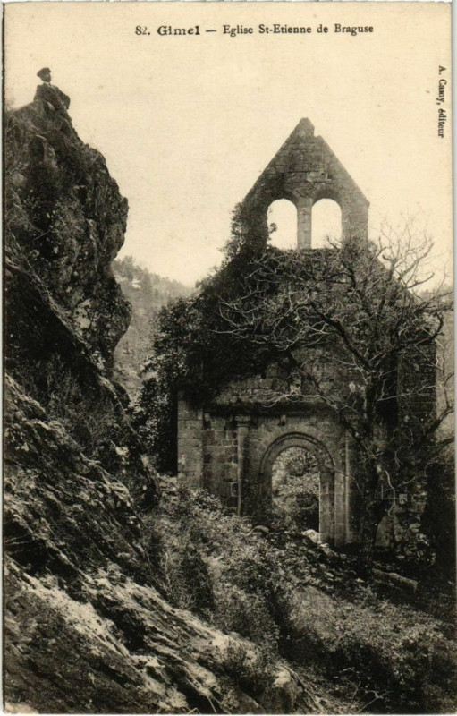 Carte postale ancienne Gimel - Eglise Saint-Etienne de Braguse