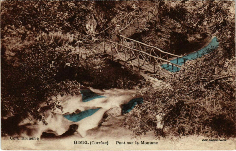 Carte postale ancienne Gimel - Pont sur la Montane