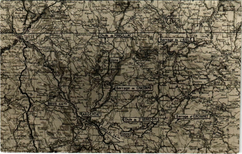 Carte postale ancienne Correze - Map à Corrèze