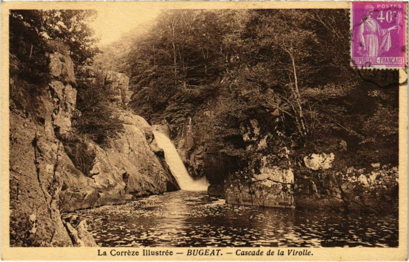 Carte postale ancienne Bugeat - Cascade de la Virolle à Bugeat
