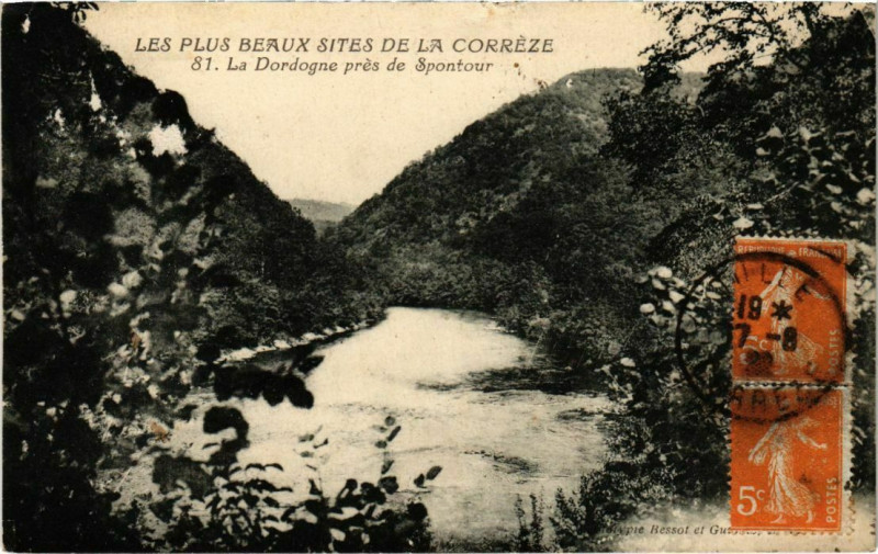 Carte postale ancienne La Dordogne pres de Spontour