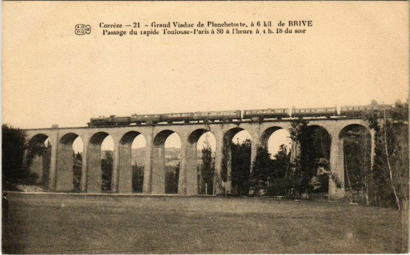 Carte postale ancienne Grand Viaduc de Planchetorte a 6. Kil. De Brive