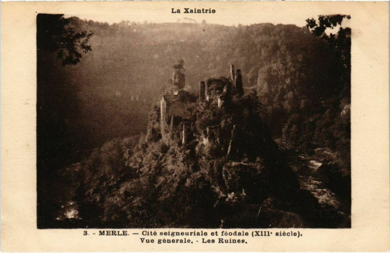 Carte postale ancienne Merle - Vue Generale - Les Ruines