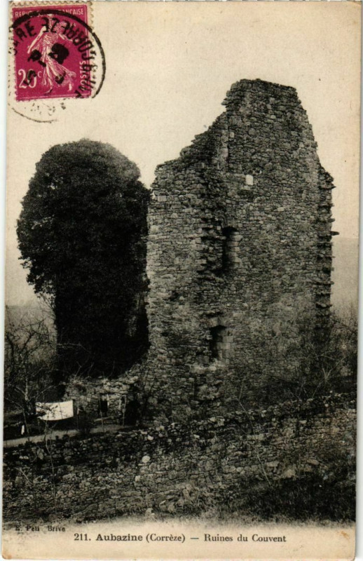 Carte postale ancienne Aubazine - Ruines du Couvent