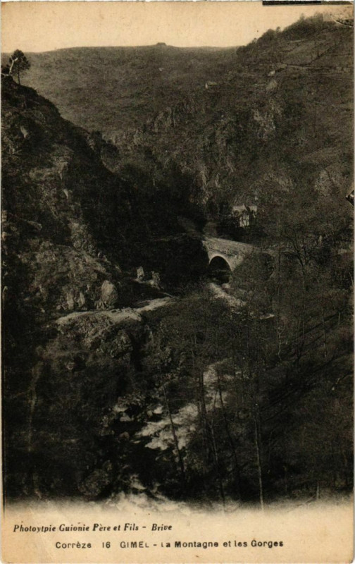 Carte postale ancienne Gimel - La Montagne et les Gorges