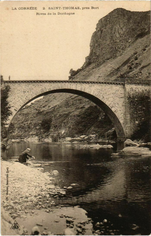 Carte postale ancienne Saint-Thomas - pres Bort - Rives de la Dordogne