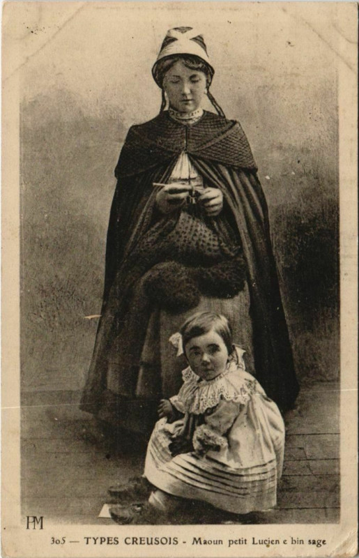 Carte postale ancienne Types Creusois Maoun petit Lucien e bin sage France