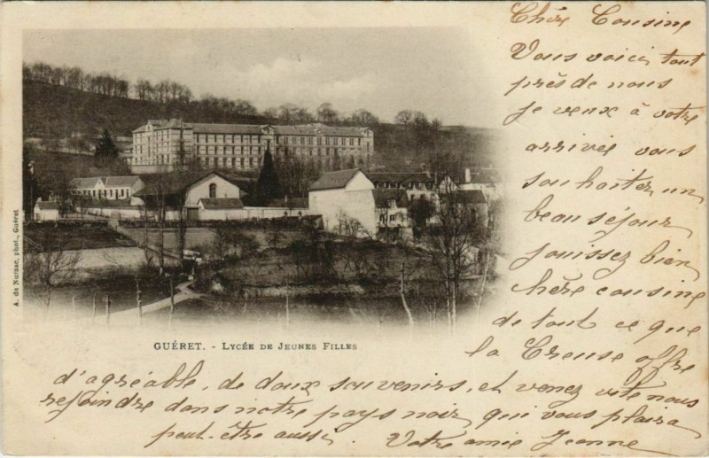 Carte postale ancienne Gueret Lycee de Jeunes Filles France à Guéret