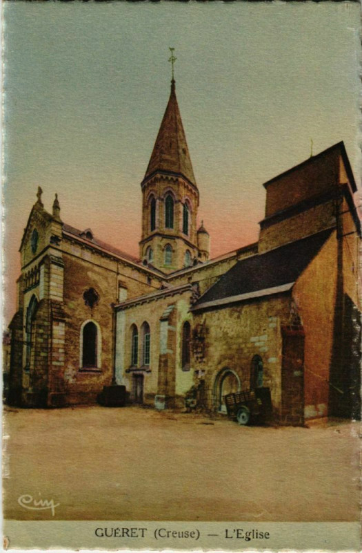 Carte postale ancienne Gueret L'Eglise France à Guéret