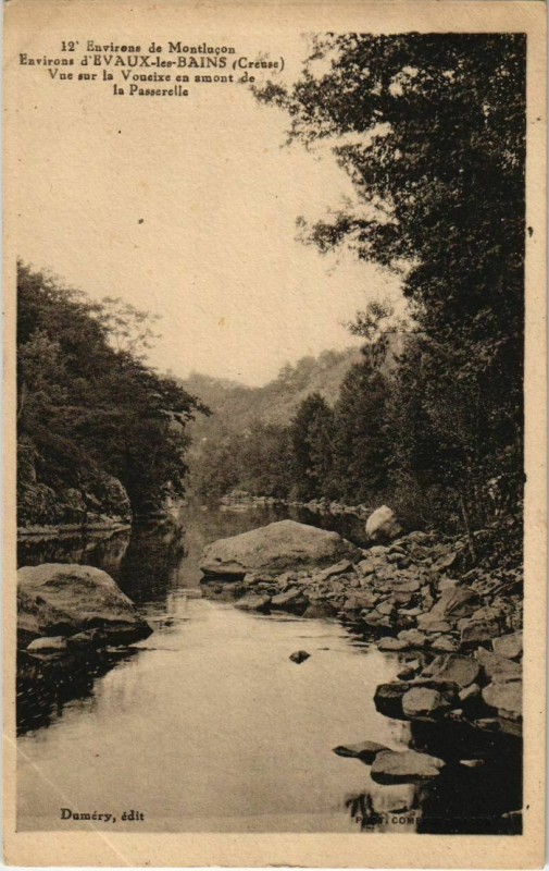 Carte postale ancienne Evaux les Bains Vue s la Voueixe en amont France