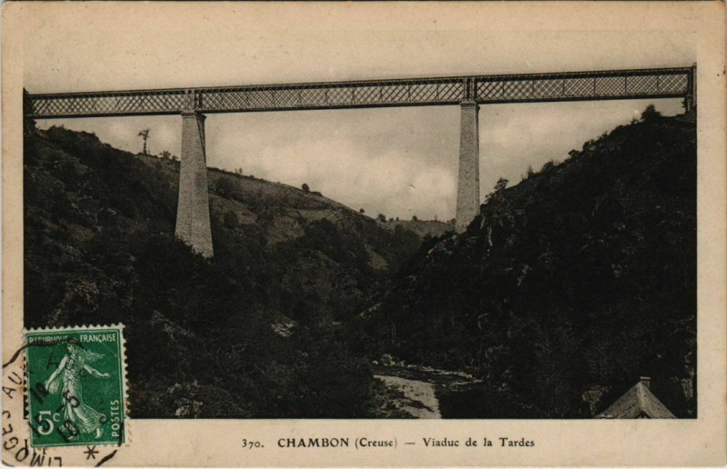 Carte postale ancienne Chambon Viaduc de la Tardes France à Tardes