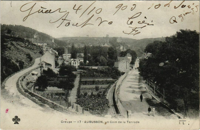 Carte postale ancienne Aubusson un Coin de la Terrade France à Aubusson