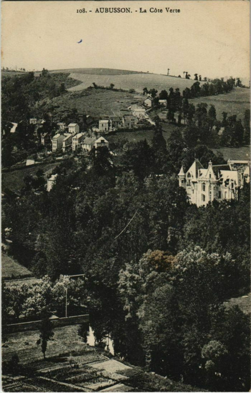 Carte postale ancienne Aubusson La Cote Verte France à Aubusson
