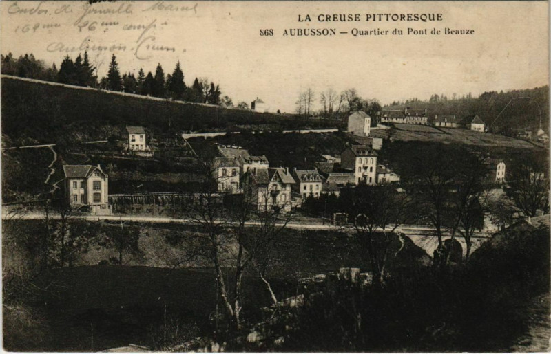 Carte postale ancienne Aubusson Quartier du Pont de Beauze France à Aubusson