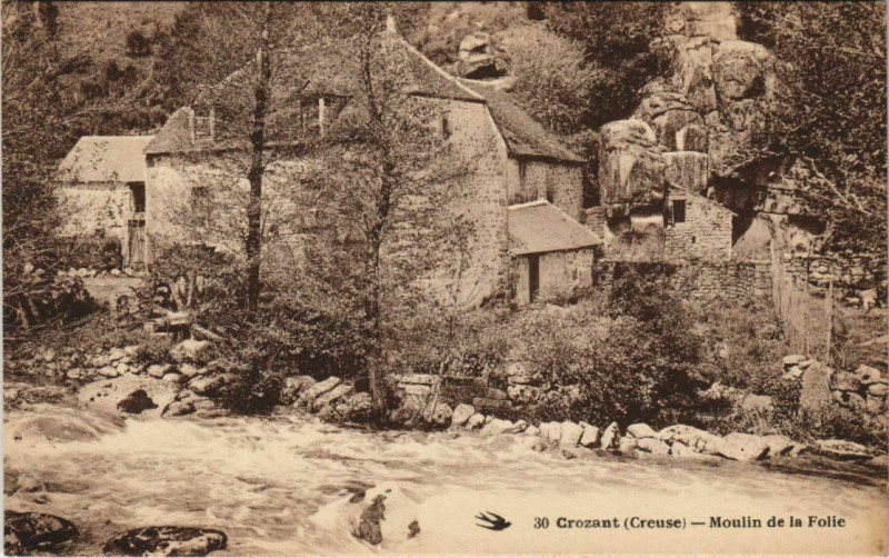 Carte postale ancienne Crozant - Moulin de la Folie à Crozant