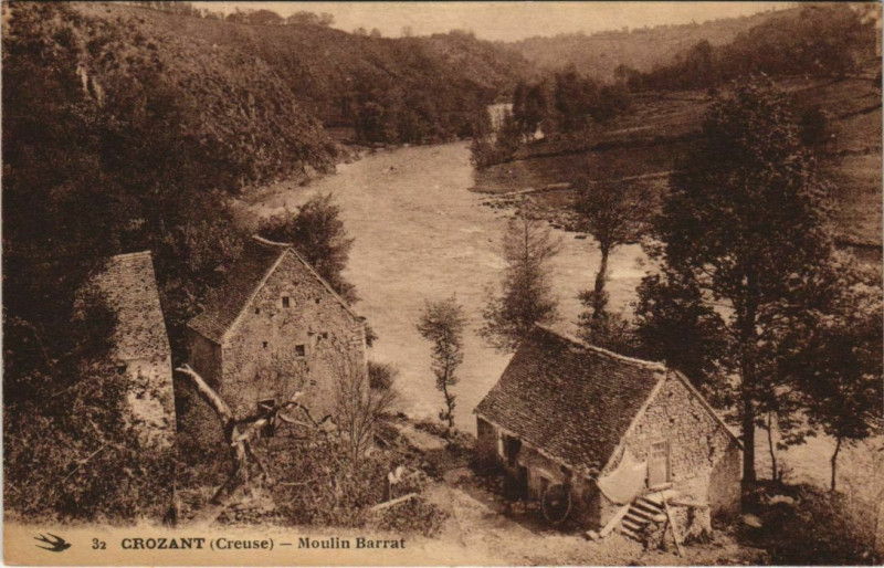 Carte postale ancienne Crozant - Moulin Barrat à Crozant