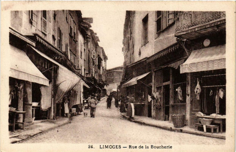 Carte postale ancienne Limoges Rue de la Boucherie à Limoges