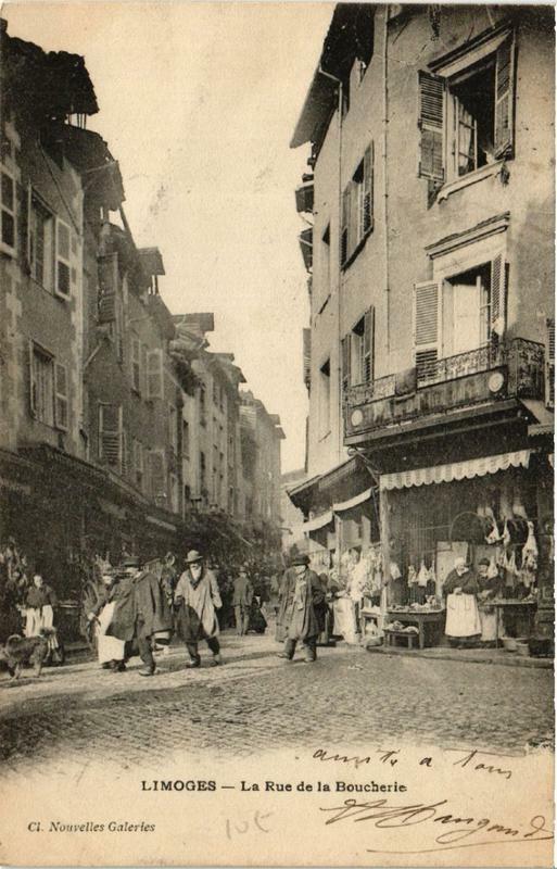 Carte postale ancienne Limoges La Rue de la Boucherie à Limoges