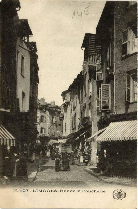 Carte postale ancienne Limoges Rue de la Boucherie à Limoges