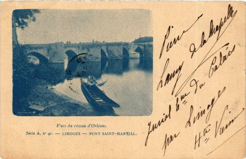 Carte postale ancienne Limoges Pont Saint-Martial à Limoges