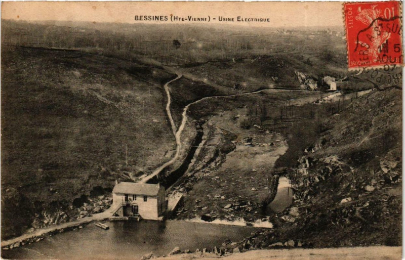 Carte postale ancienne Bessines Usine Electrique