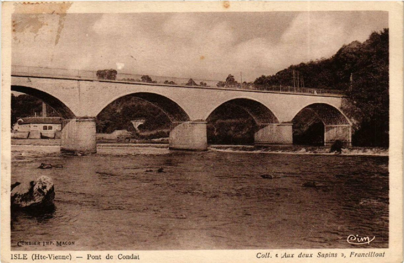 Carte postale ancienne Isle Pont de Conda à Isle